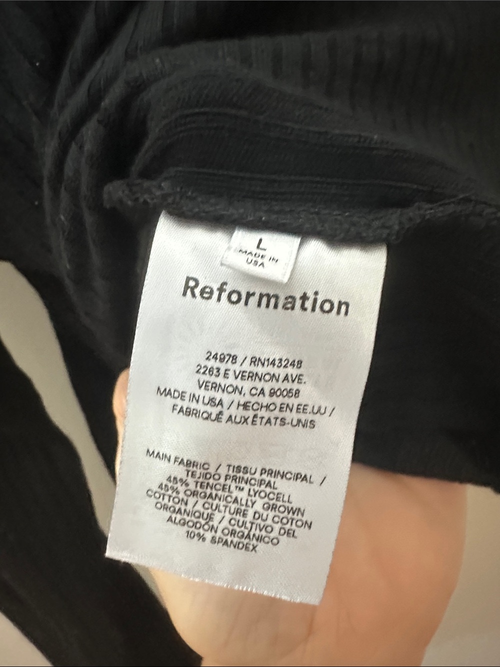 Reformation Black Long-Sleeve Wrap Crop Top with Waist Tie - Picture 5 of 5